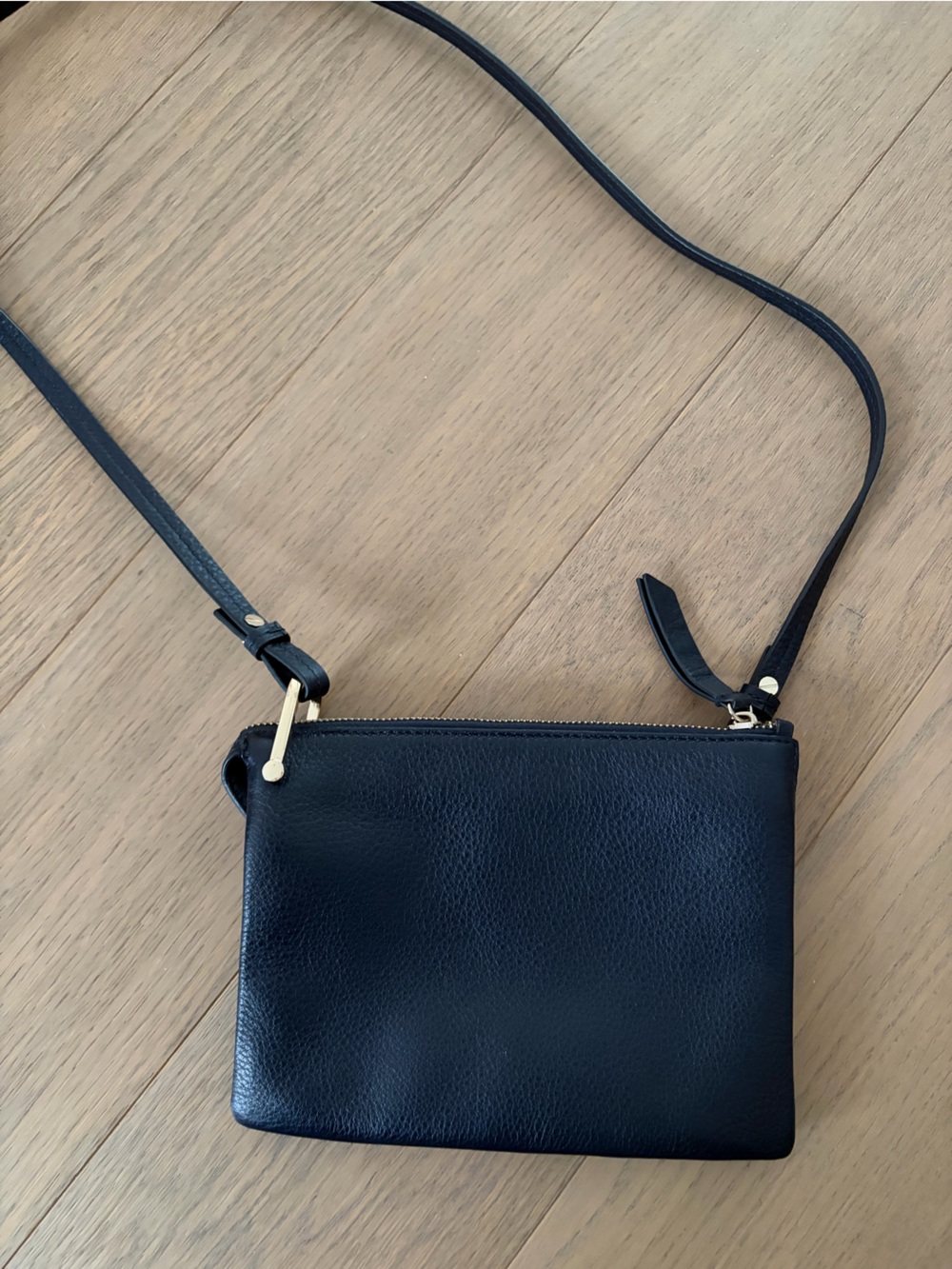 Navy blue crossbody leather purse